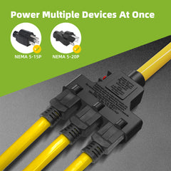 30 Amp to 110V 15/20 Amp Generator Adapter, NEMA L5-30P to 3X 5-15/20R Household Regular Outlet Splitter w/Circuit Breaker