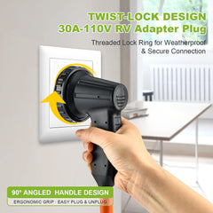 NEMA 5-15P to L5-30R 30A to 110V RV Adapter ETL Listed