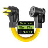 Portvoi 50Amp Welder Adapter Cord, 1.5FT NEMA 14-50P to 6-50R, 50 Amp 250V Heavy Duty Welding Power Cord, STW 8AWG 3-Prong to 4-Prong RV Generator Plug Adapter, ETL Listed