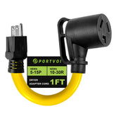 Portvoi Dryer Adapter Cord, NEMA 5-15P to 10-30R Power Adapter, 3 Prong Home Outlet Male to 120V Dryer Female For 15 Amp 120V Dryer/EV Charger