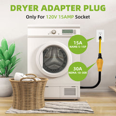 Portvoi Dryer Adapter Cord, NEMA 5-15P to 10-30R Power Adapter, 3 Prong Home Outlet Male to 120V Dryer Female For 15 Amp 120V Dryer/EV Charger