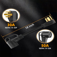 30 AMP Dryer to 50 AMP EV/RV Conversion Adapter - NEMA 14-30P to 14-50R EV Charger Adapter Cord