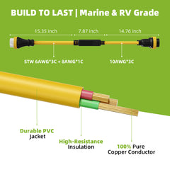 NEMA SS2-50P to Dual L5-30R Marine Shore Power Y Splitter Cord