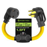 Overload Protector 50 Amp to 30 Amp RV Adapter Cord with Circuit Breaker, NEMA 14-50P to NEMA TT-30R Electrical Power Adapter