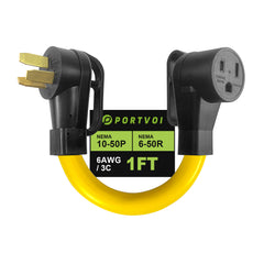 Portvoi 50 Amp Stove Plug Adapter Cord to Welder, NEMA 10-50P to 6-50R For Welder Plasma Cutter EV Charger