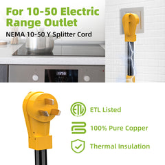 Portvoi NEMA 10-50 Splitter Cord, 6 Gauge 240V Splitter Industrial Male Plug 10-50P to (2) 10-50R Female connectors, 6 AWG, 3 feet