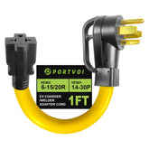 NEMA 14-30P to 6-20/15R & 5-20/15R Dryer Adapter Cord