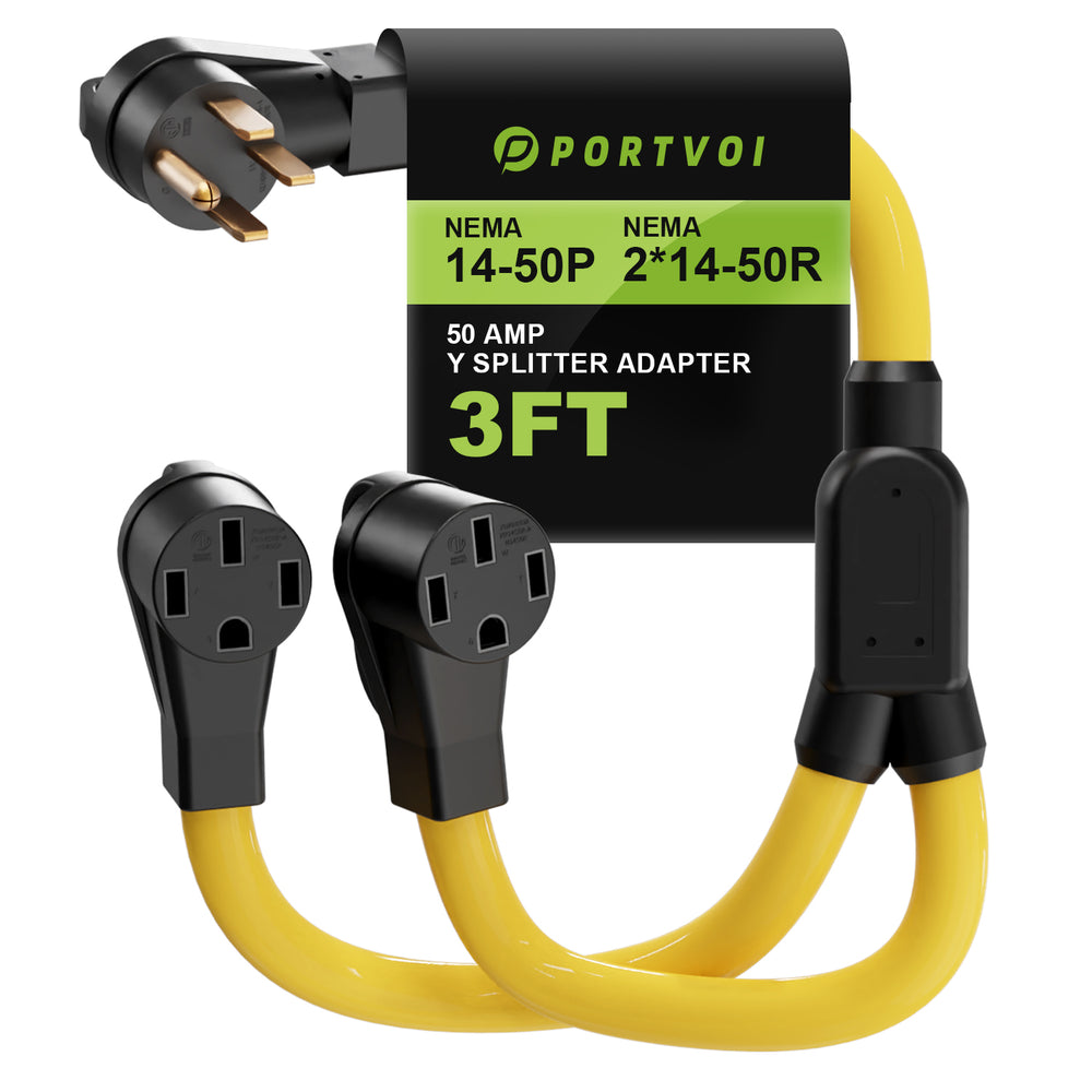 Portvoi NEMA 14-50 Y Splitter 50 Amp RV/EV Splitter Adapter Cord