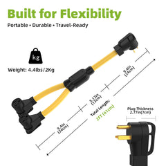 Portvoi NEMA 6-50 Y Splitter, 50Amp 250V Extension Cord For Welder/ Level 2 EV Charger
