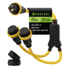NEMA L5-30P to Dual L5-30R Marine Shore Power Splitter Cord