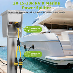 NEMA L5-30P to Dual L5-30R Marine Shore Power Splitter Cord