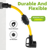 Overload Protector 50 Amp to 110 Volt 15Amp RV Adapter Cord with Circuit Breaker, 3 Prong 15A NEMA 5-15P to 4 Prong NEMA 14-50R Adapter