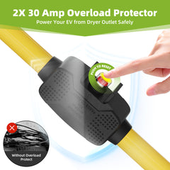 Portvoi NEMA 10-30 Extension Cord with Built-in Circuit Breakers, NEMA 10-30P to (2)10-30R Y Receptacle - 5