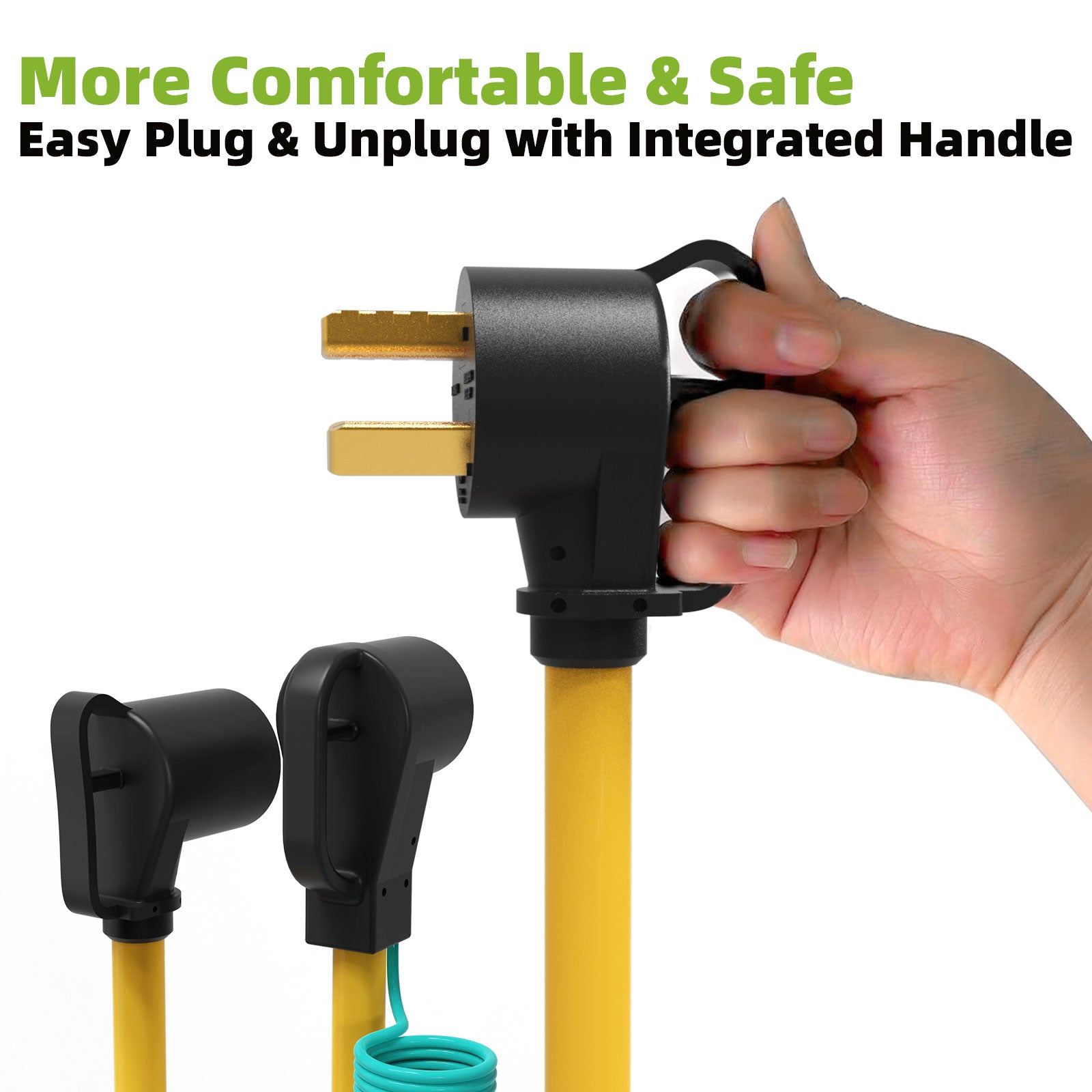 30 Amp 3 Prong Dryer Y Splitter Adapter to EV/RV, NEMA 10-30P to 14-50R/10-30R with Molded Plug and Outlet