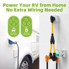 30 Amp Dryer Y Splitter Adapter Cord with Handle, NEMA 10-30P to 14-50R/10-30R, 3 Prong to 4 Prong, for EV/RV Charging at Dryer Outlet, 10 AWG, ETL Certified, 3FT Cord with Safety Ground Wire