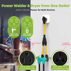 30 Amp Dryer Y Splitter Adapter to Welder, NEMA 10-30P to 6-50R/10-30R for Welder/EV Charging/Plasma Cutters