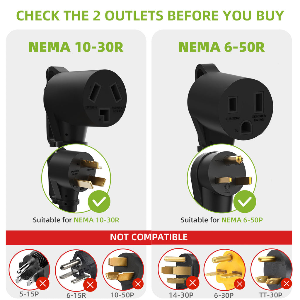 30 Amp Dryer Y Splitter Adapter to Welder, NEMA 10-30P to 6-50R/10-30R for Welder/EV Charging/Plasma Cutters