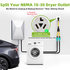 30 Amp Dryer Y Splitter Adapter to Welder, NEMA 10-30P to 6-50R/10-30R for Welder/EV Charging/Plasma Cutters