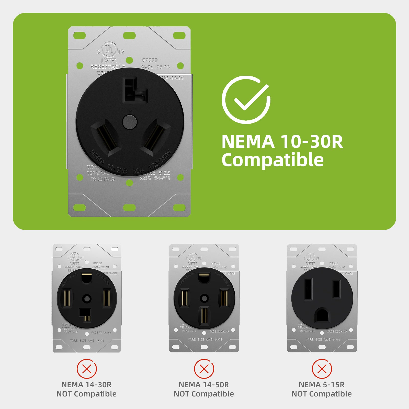 30 Amp Dryer Y Splitter Adapter to Welder, NEMA 10-30P to 6-50R/10-30R for Welder/EV Charging/Plasma Cutters