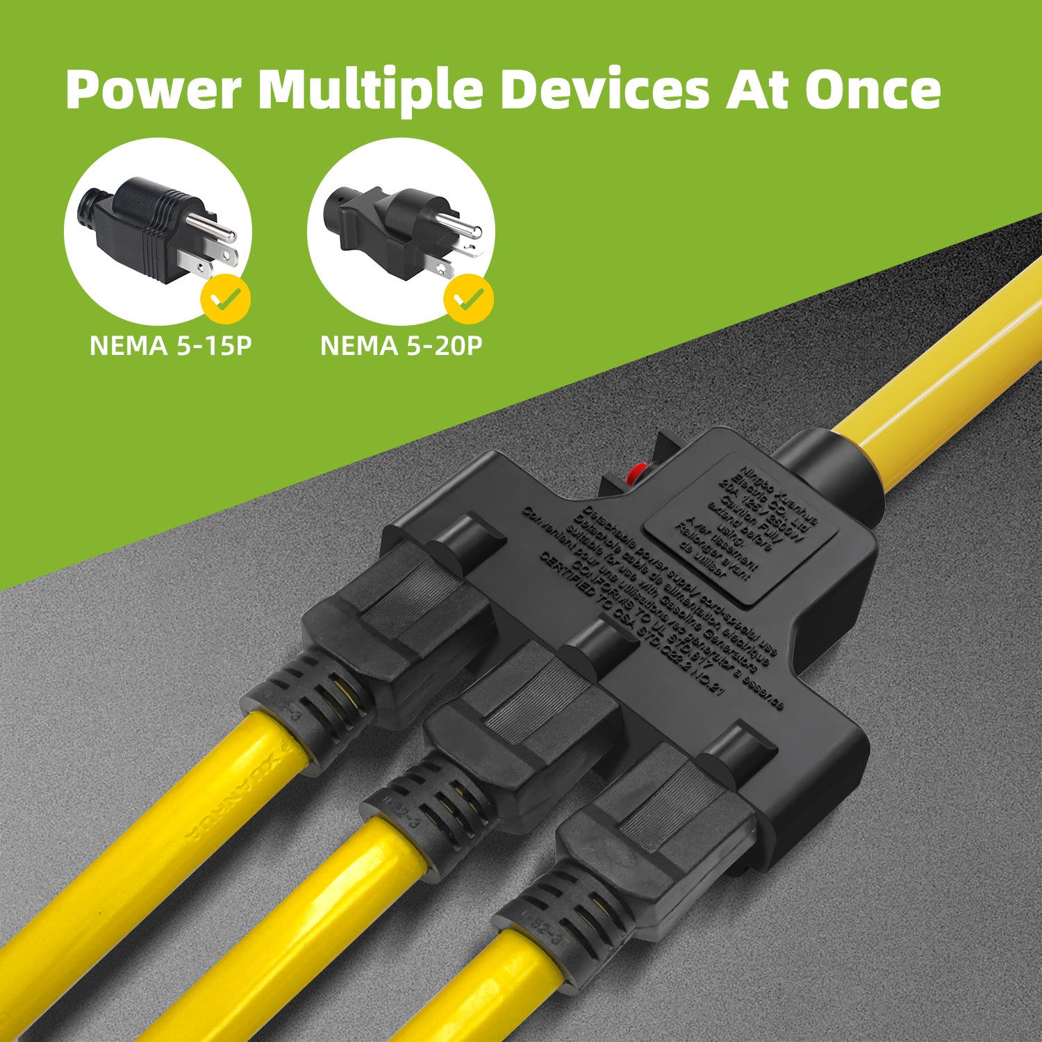 30 Amp to 110V 15/20 Amp Generator Adapter, NEMA L5-30P to 3X 5-15/20R Household Regular Outlet Splitter w/Circuit Breaker