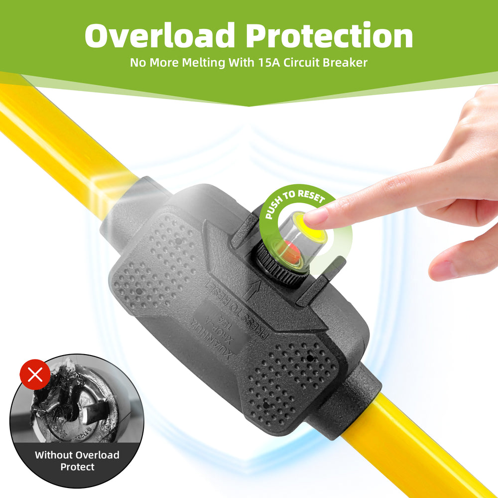 30 Amp to 110V RV Adapter Cord with Overload Protection Circuit Breaker, NEMA 5-15P to NEMA L5-30R Twist Lock Female Connector, 3 Prong 15A Male Plug to 30A Power Converter, Heavy-Duty 10AWG Copper Wire, 1.5 FT ETL Listed for RV Camper Trailer