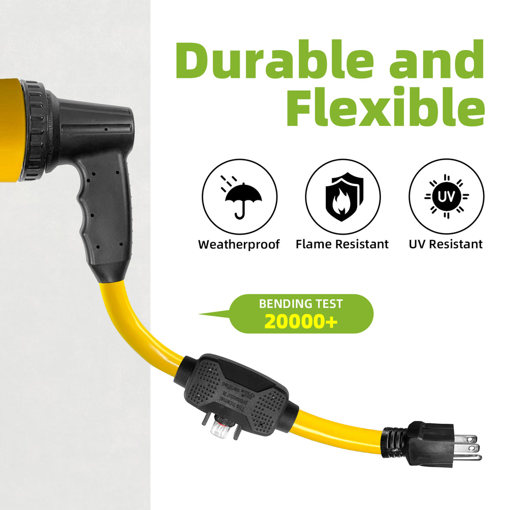 30 Amp to 110V RV Adapter Cord with Overload Protection Circuit Breaker, NEMA 5-15P to NEMA L5-30R Twist Lock Female Connector, 3 Prong 15A Male Plug to 30A Power Converter, Heavy-Duty 10AWG Copper Wire, 1.5 FT ETL Listed for RV Camper Trailer