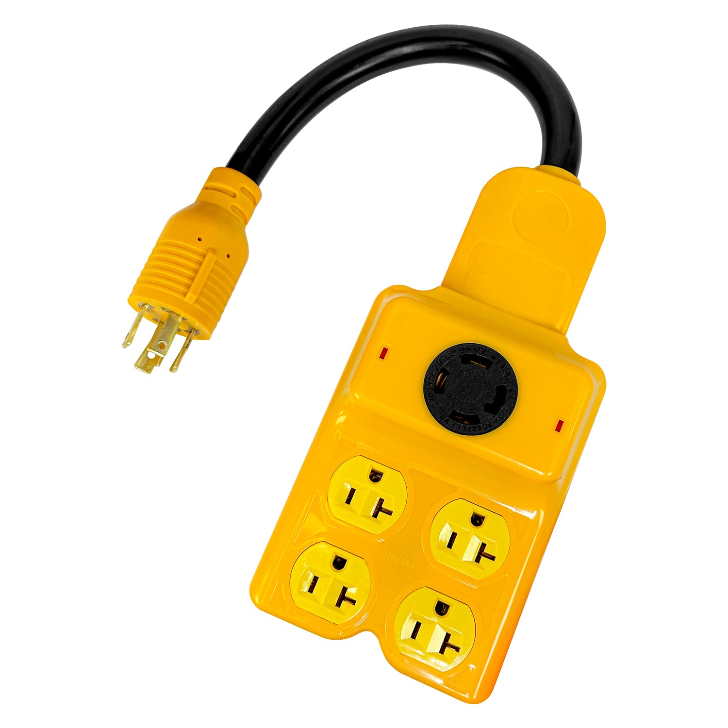 30 Amp to 120V Splitter Cord, NEMA L14-30P to 4X 5-15/5-20R & 1x L14-30R Generator Extension Cord Main image