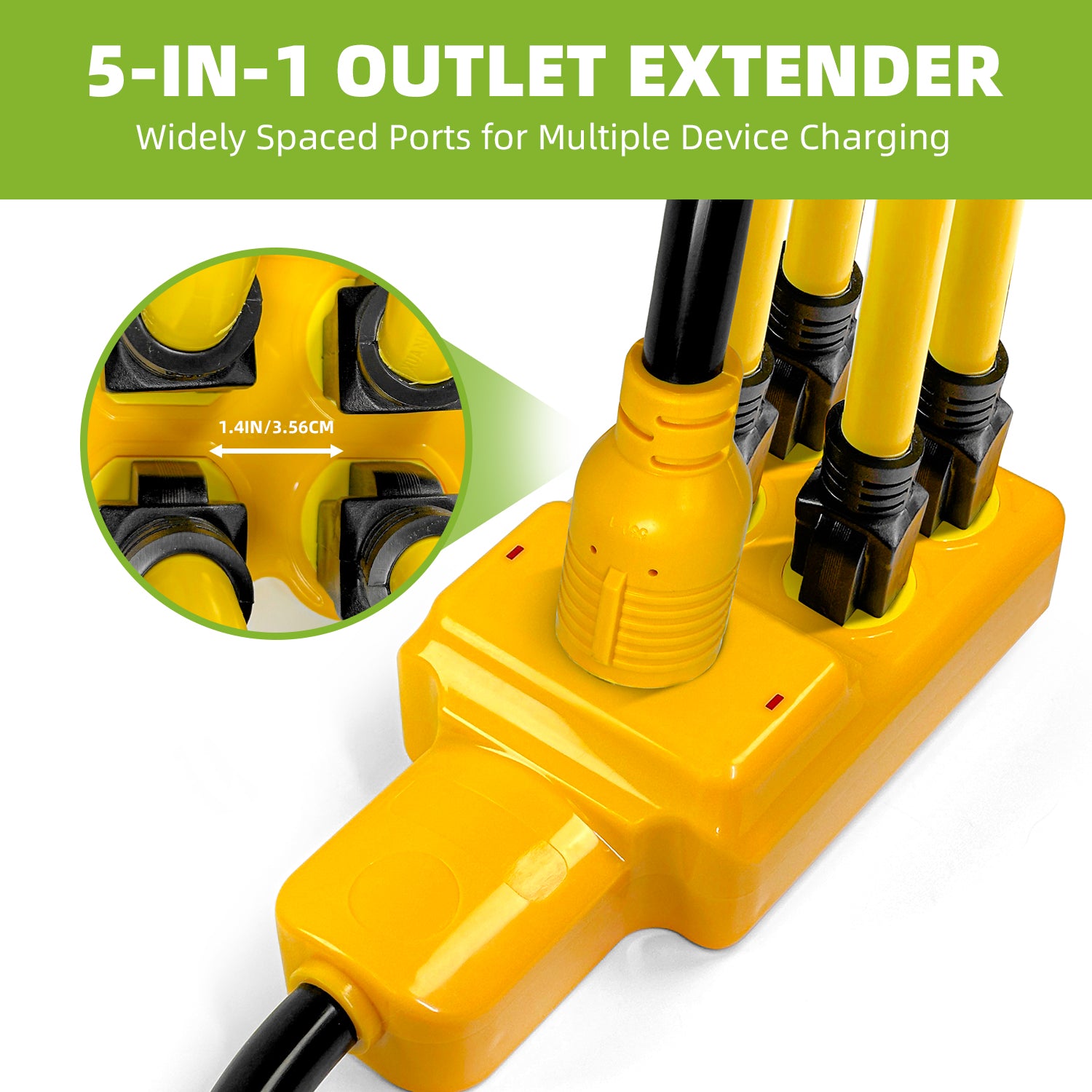 30 Amp to 120V Splitter Cord, NEMA L14-30P to 4X 5-15/5-20R & 1x L14-30R Generator Extension Cord