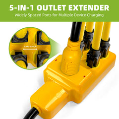 30 Amp to 120V Splitter Cord, NEMA L14-30P to 4X 5-15/5-20R & 1x L14-30R Generator Extension Cord