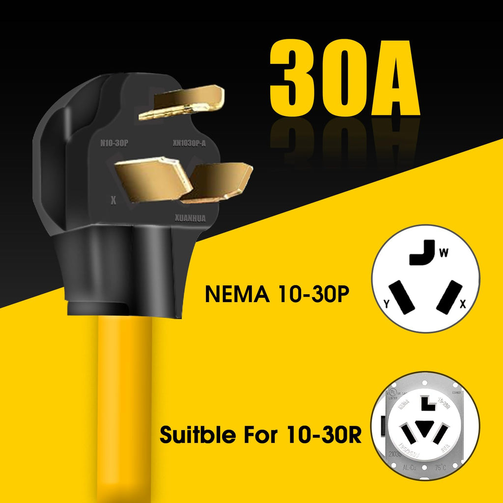 30Amp to 20Amp 110V Adapter, Compatible with NEMA 10-30P to 4X 5-20R/15R with 20 Amp Circuit Breaker, 240V to 120V Dryer Power Distribution Adapter