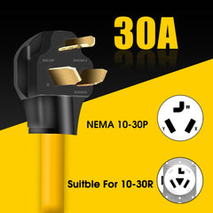 30Amp to 20Amp 110V Adapter, Compatible with NEMA 10-30P to 4X 5-20R/15R with 20 Amp Circuit Breaker, 240V to 120V Dryer Power Distribution Adapter