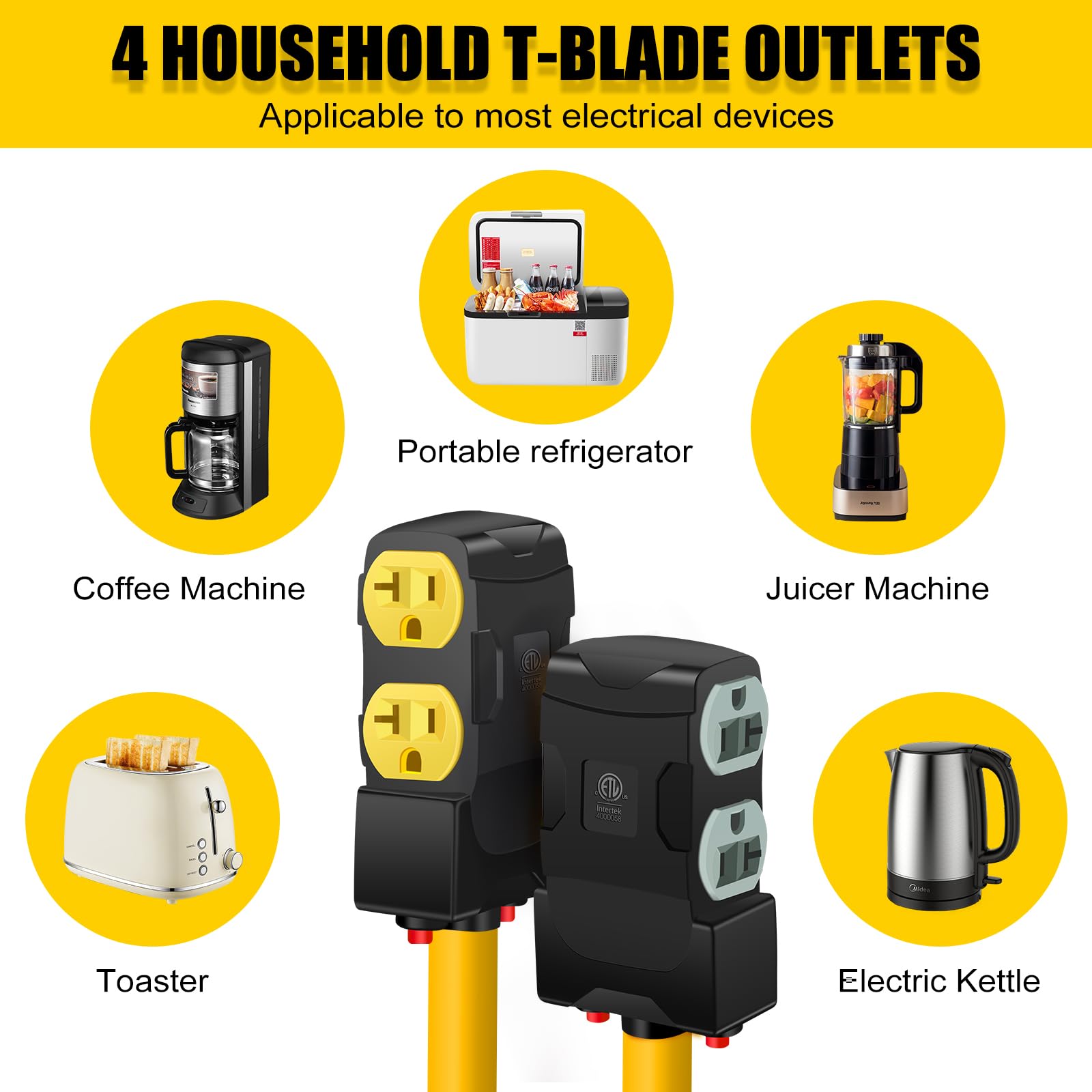 30Amp to 20Amp 110V Adapter, Compatible with NEMA 10-30P to 4X 5-20R/15R with 20 Amp Circuit Breaker, 240V to 120V Dryer Power Distribution Adapter