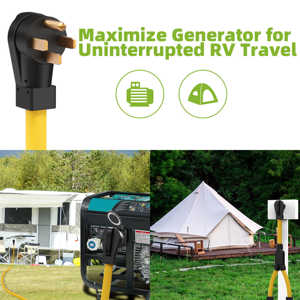 50 AMP Y Splitter Adapter Cord for RV and EV, 4 Prong 250V, NEMA 14-50P to 2X 14-50R,Heavy Duty 6/3+8/1 Gauge STW Wire,Outdoor Power Extension Cord for RV/EV/Tesla Model 3 X Y, 2 Feet-3