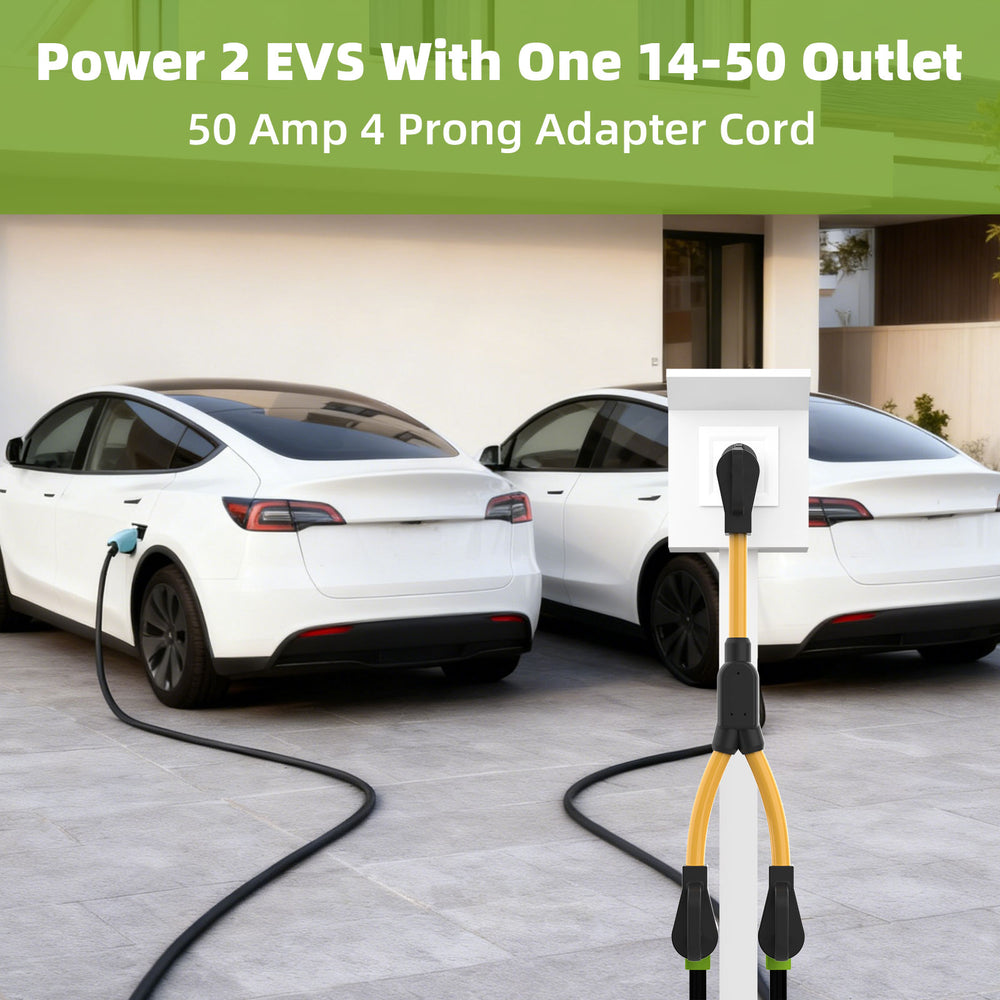 50 AMP Y Splitter Adapter Cord for RV and EV, 4 Prong 250V, NEMA 14-50P to 2X 14-50R,Heavy Duty 6/3+8/1 Gauge STW Wire,Outdoor Power Extension Cord for RV/EV/Tesla Model 3 X Y, 2 Feet-5