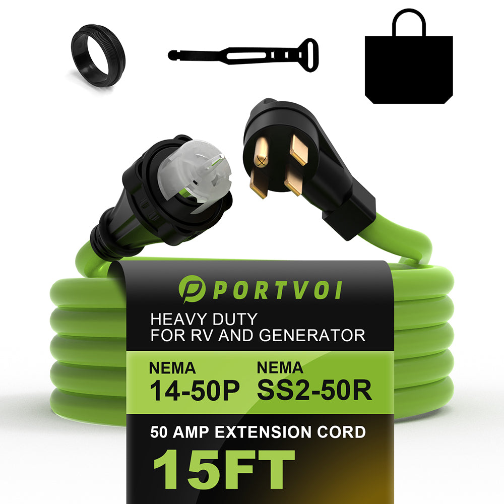 50 Amp Generator Power Cord 125V/250V 50A NEMA 14-50P to SS2-50R Generator Extension Cord ETL Listed Main image