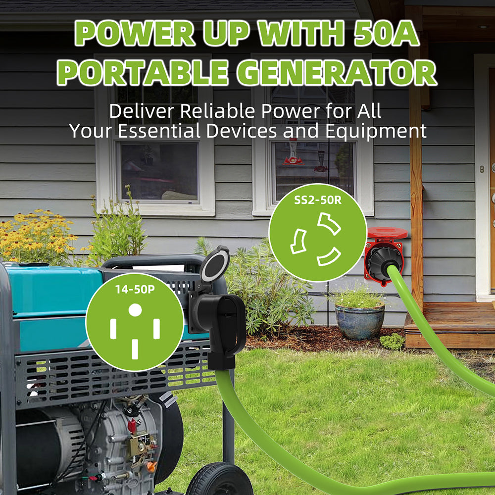 50 Amp Generator Power Cord 125V/250V 50A NEMA 14-50P to SS2-50R Generator Extension Cord ETL Listed Secondary image