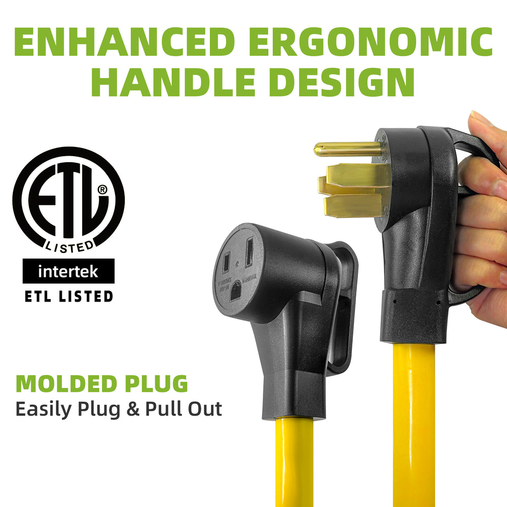 Portvoi 50Amp Welder Adapter Cord, 1.5FT NEMA 14-50P to 6-50R, 50 Amp 250V Heavy Duty Welding Power Cord, STW 8AWG 3-Prong to 4-Prong RV Generator Plug Adapter, ETL Listed