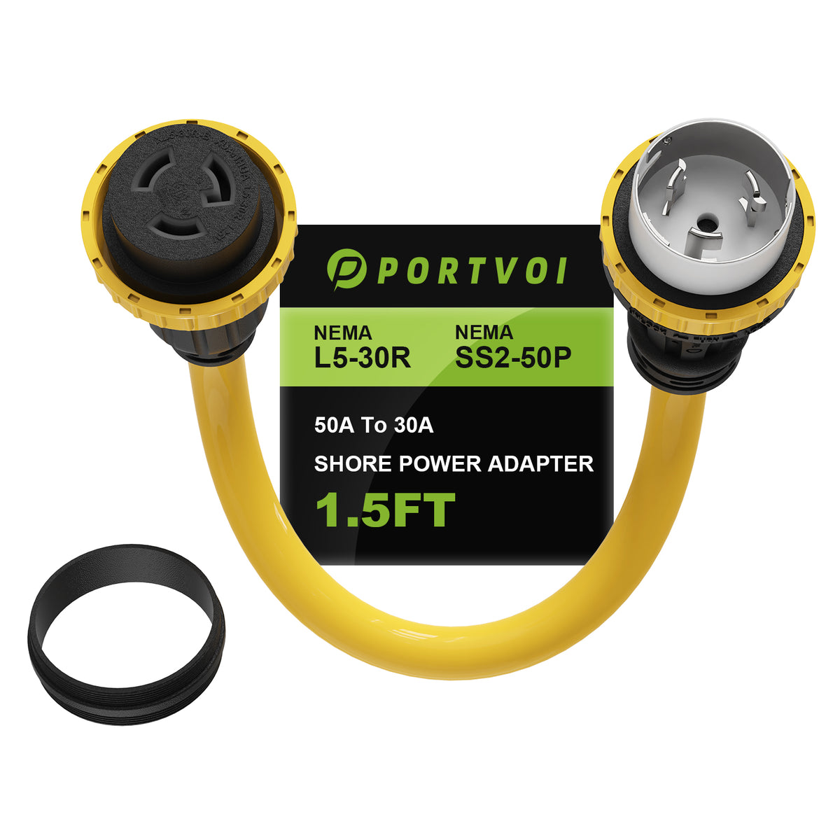 50A to 30A Marine Shore Power NEMA SS2-50P to L5-30R Adapter Cord