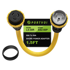 50A to 30A Marine Shore Power NEMA SS2-50P to L5-30R Adapter Cord