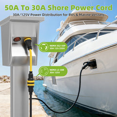 50A to 30A Marine Shore Power NEMA SS2-50P to L5-30R Adapter Cord