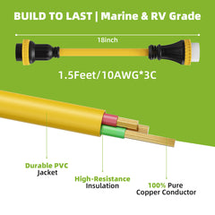 50A to 30A Marine Shore Power NEMA SS2-50P to L5-30R Adapter Cord