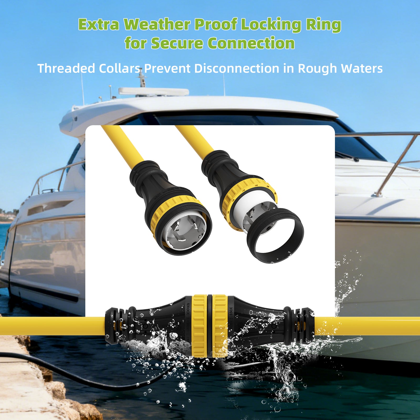 50A to 30A Marine Shore Power NEMA SS2-50P to L5-30R Adapter Cord