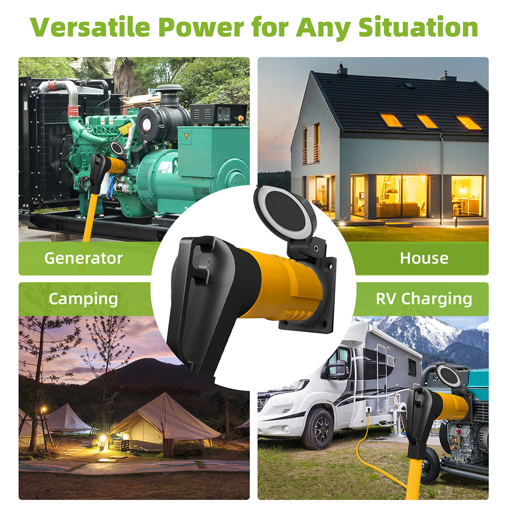 Portvoi NEMA L14-30P to TT-30R 30 Amp RV Generator Power Adapter, 4 Prong 30A L14-30P Locking Male 125/250 Generator Plug to TT-30R Female Outlet ETL Listed