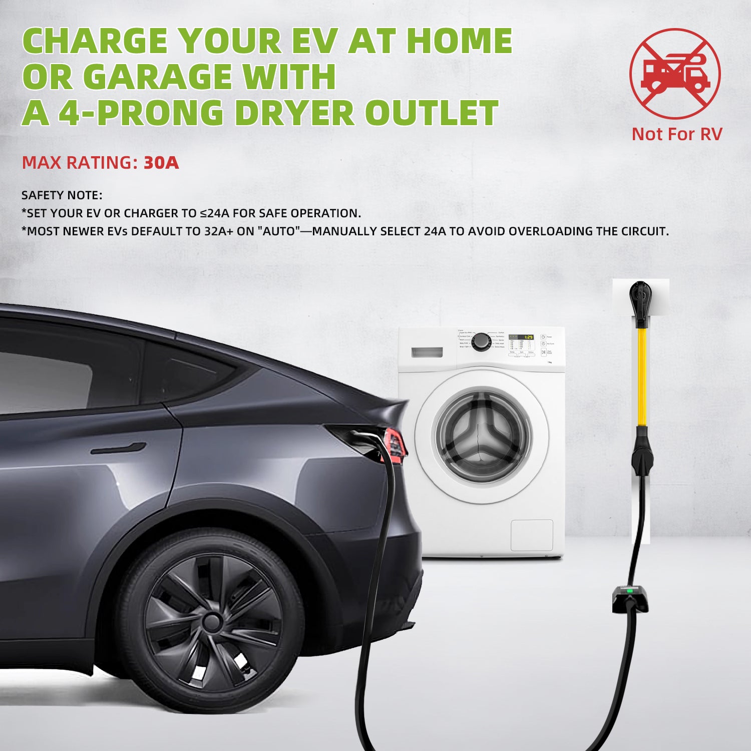 NEMA 14-30P to 14-50R EV Charger Adapter Cord, 30 Amp to 50 Amp 4 Prong Dryer Outlet to to EV Plug