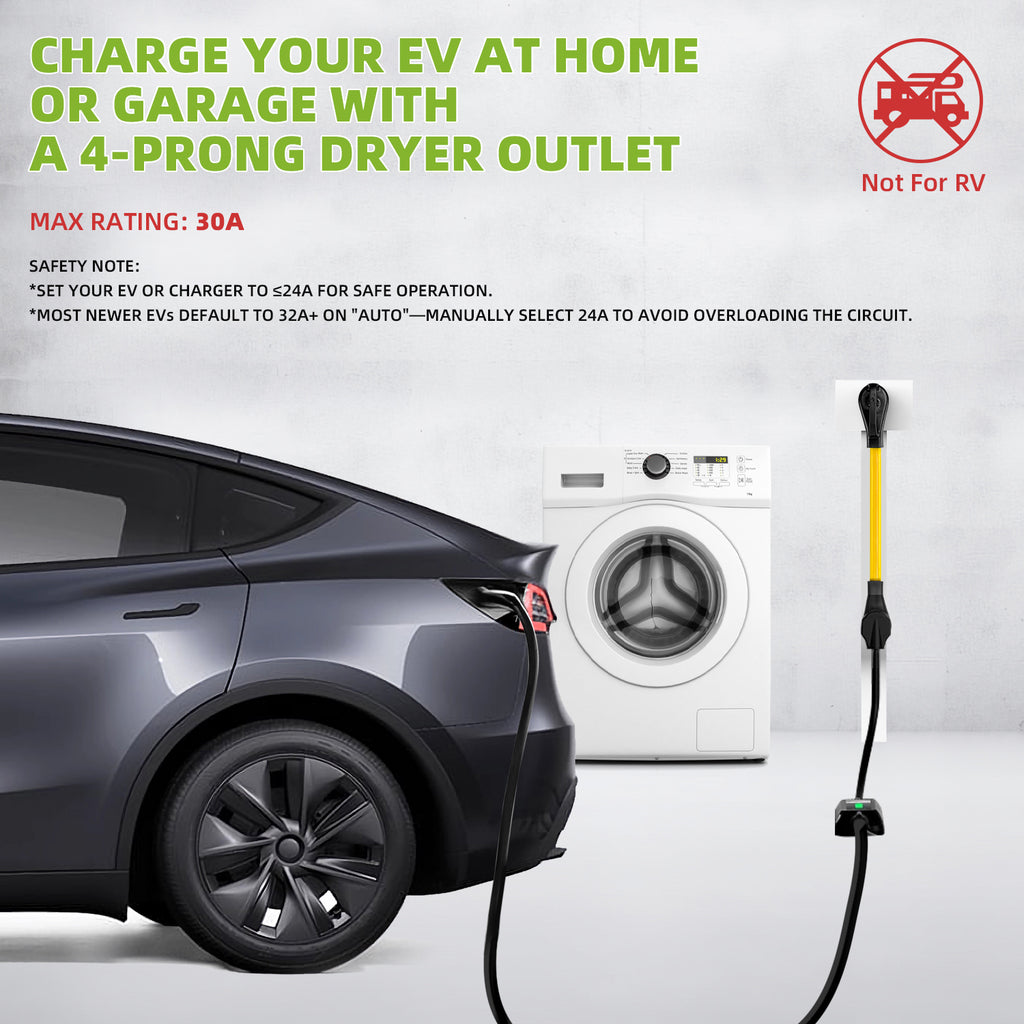 NEMA 14-30P to 14-50R EV Charger Adapter Cord, 30 Amp to 50 Amp 4 Prong Dryer Outlet to to EV Plug