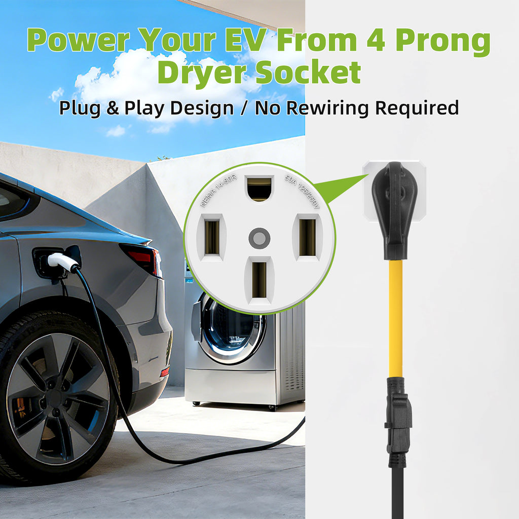 NEMA 14-50P to 6-20/15R & 5-20/15R EV Charger Adapter