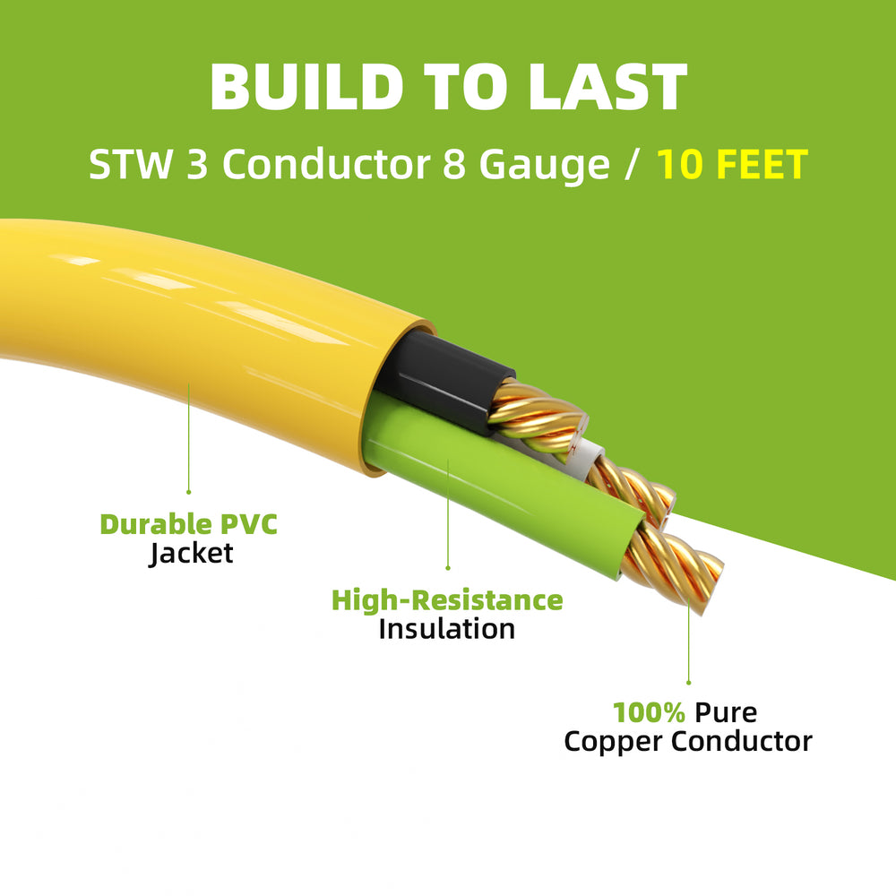 NEMA 14-50P to 6-50R Welder Adapter Extension Cord, 10FT Heavy Duty 50 Amp 250V 4 Prong to 3 Prong Power Cord