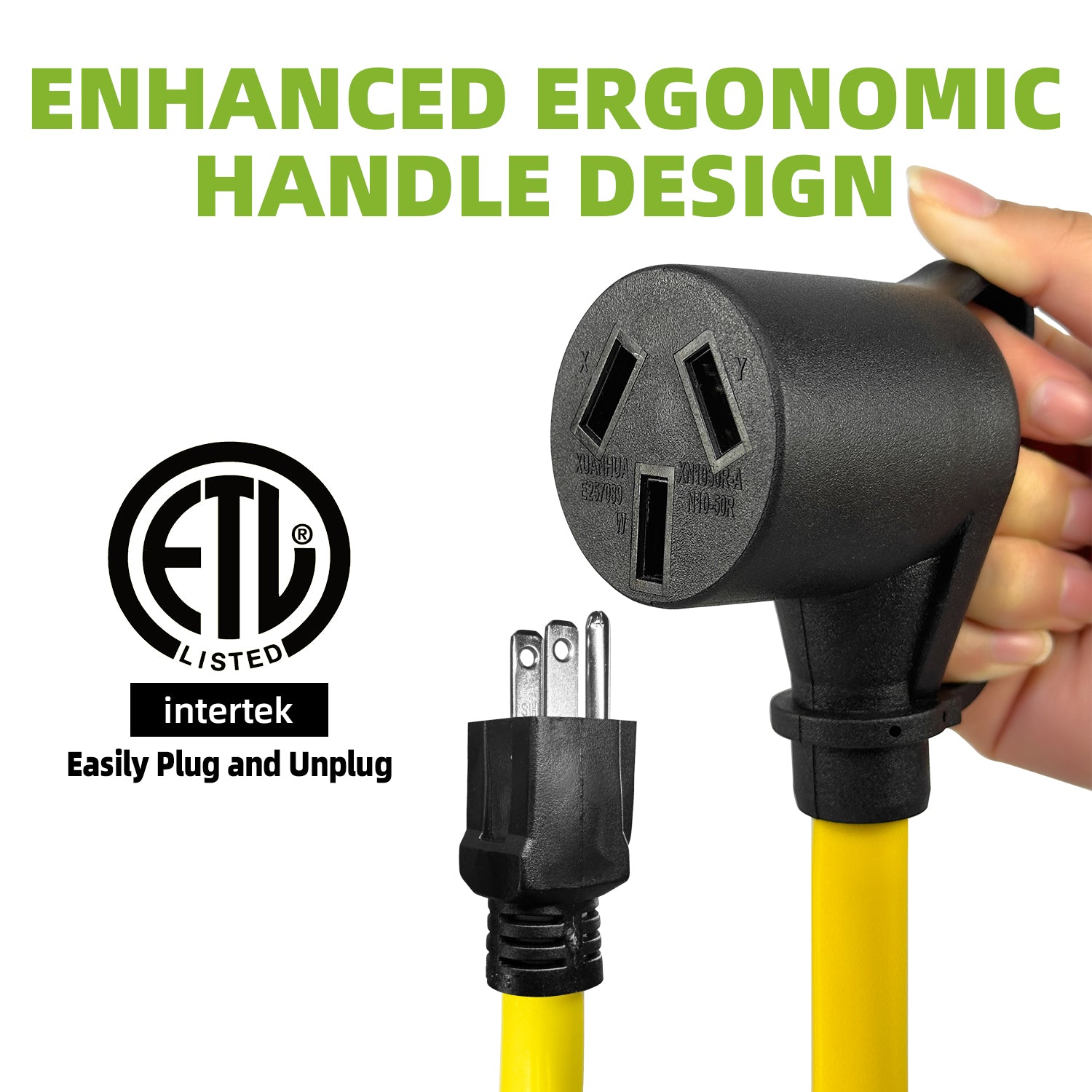 50 Amp to 15 Amp 110V NEMA 5-15P to 10-50R EV Adapter Cord, ETL Listed Heavy Duty STW 10 Gauge for Adjustable Current Portable EV Charger (Not for RV or 240V 220V Devices), ETL Listed 12 Inch Long
