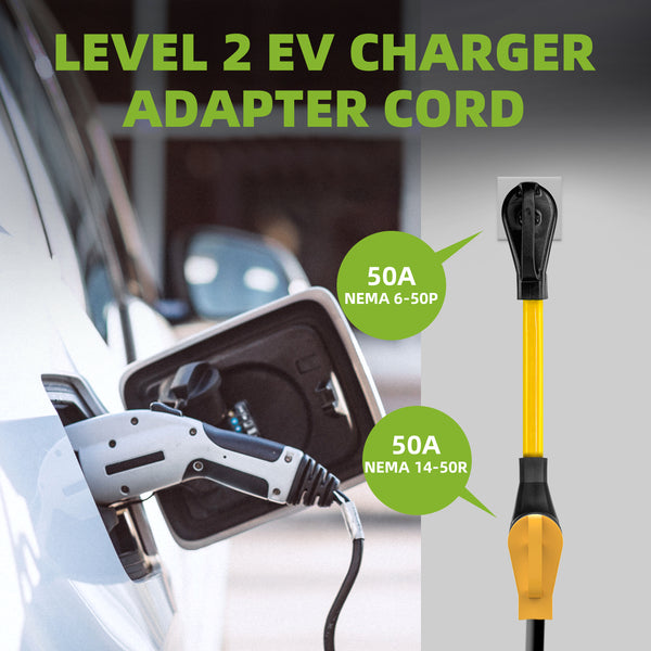 NEMA 6-50P to 14-50R EV Charger Adapter Cord 1.5FT Heavy Duty 8 AWG 125V 250V - portvoi.com
