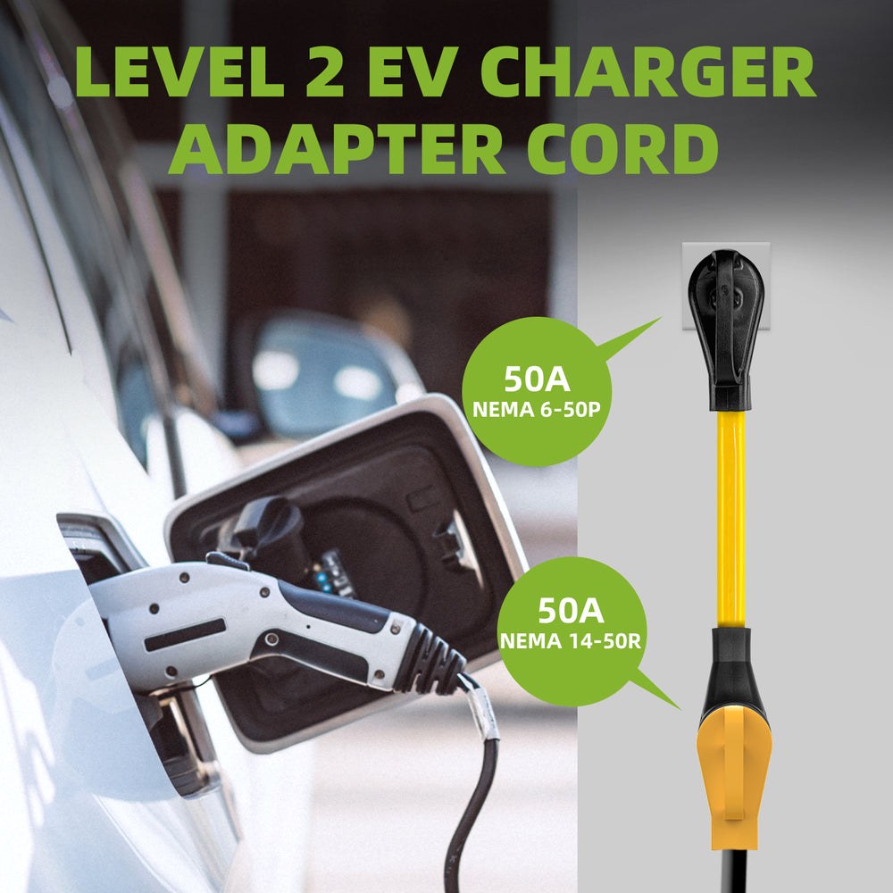 NEMA 6-50P to 14-50R EV Charger Adapter Cord 1.5FT Heavy Duty 8 AWG 125V 250V - portvoi.com